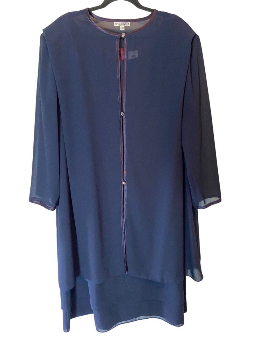 After Dark Navy Sleeveless Dress Matching Sheer Jacket Womens 24W